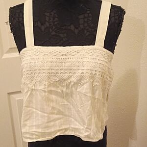 Japna Cream Lace Crop Top